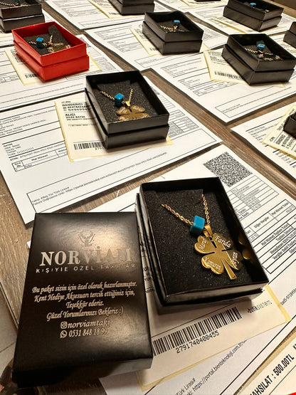 14 AYAR ALTIN KAPLAMA ÇELİK İSİMLİ YONCA KOLYE 60 CM