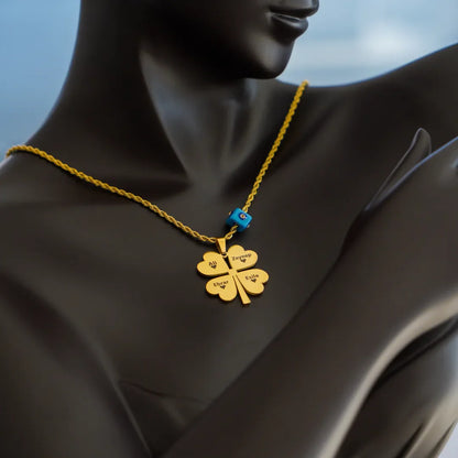 14 AYAR ALTIN KAPLAMA ÇELİK İSİMLİ YONCA KOLYE 60 CM