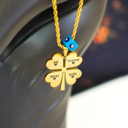 14 AYAR ALTIN KAPLAMA ÇELİK İSİMLİ YONCA KOLYE 60 CM